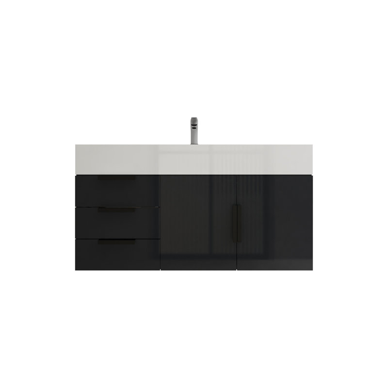Jessica 41.5'' Single Bathroom Vanity with Acrylic Top, Gloss Gray