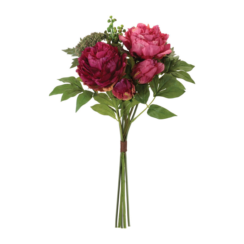 Bouquet de pivoines mixtes H 11,5 po, Mauve, rose, vert