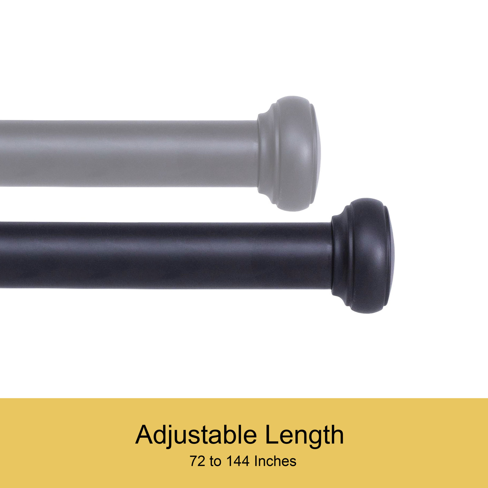 Kincaid 1" Single Curtain Rod, 72" - 144" , Black