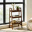 Étagère échelle 100% bois massif, petite bibliothèque échelle 3 niveaux, étagère échelle autoportante avec rangement ouvert, table d'appoint pour salon, chambre à coucher, bureau, bureau à domicile, économie d'espace, noyer