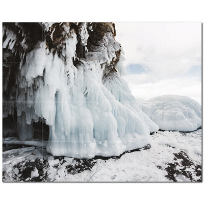 Glacier Photo 12'' x 12'' Satin Ceramic Decorative Mural