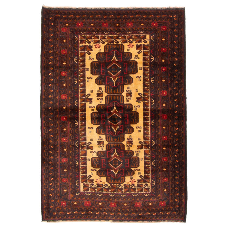 Tapis brun clair Teimani 3 pi 2 po x 4 pi 7 po
