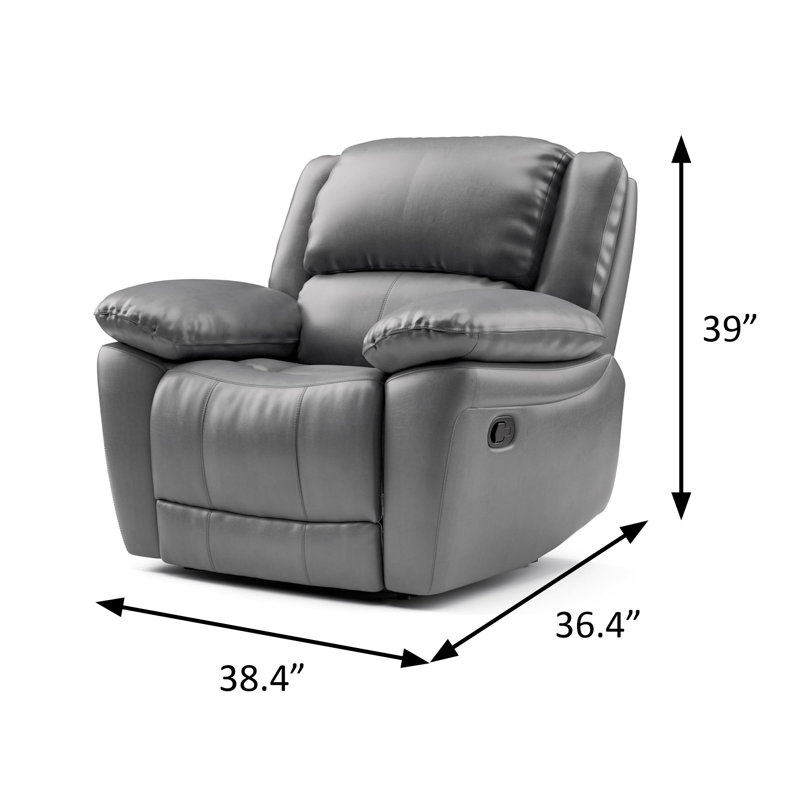 38.4" W Transitional Recliner Chair, Dark Gray, Dark Gray