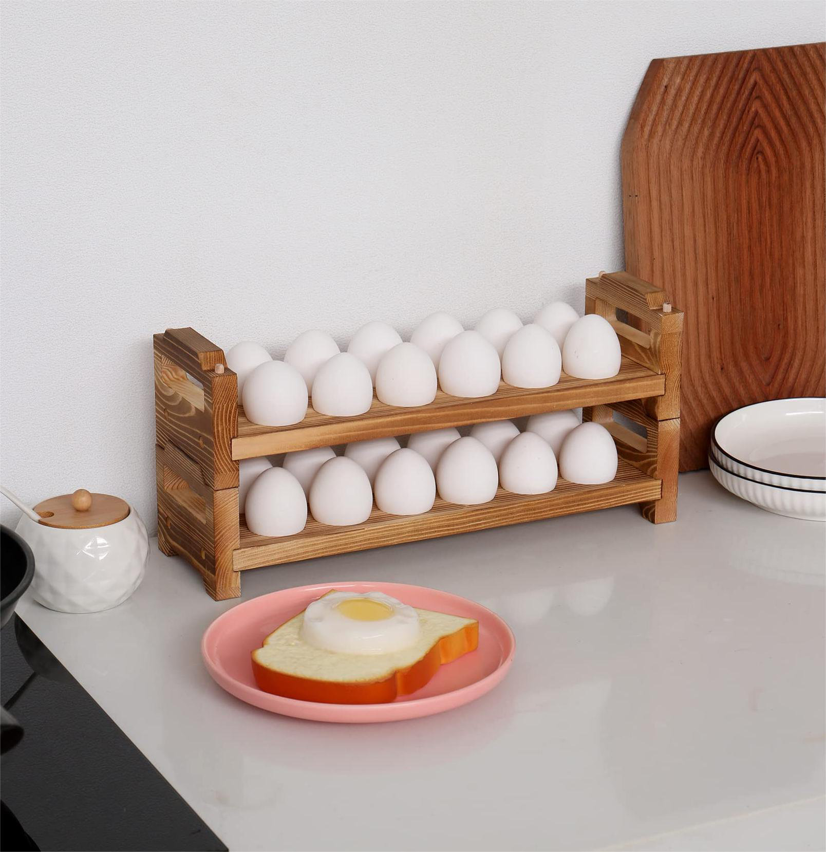 Egg Holder - Countertop Stackable Egg Rack For Fresh Eggs - Rustic Kitchen  Decor