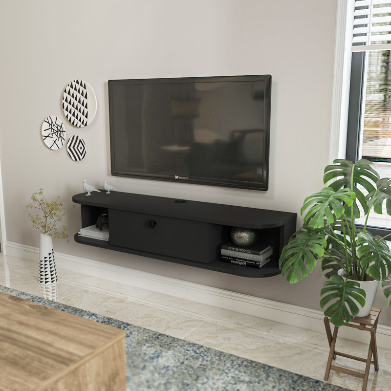 Bruce Modern Anthracite TV Stand, 47.2 x 9.6 x 23.0 inches | 100% Melamine Coated Particle Board, Thickness: 0.7 inches | Stylish Design for Living Room & Entertainment Areas, Durable & Elegant Finish