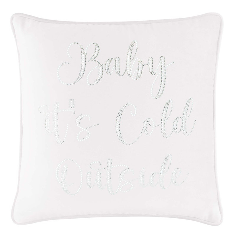 Coussin Sparkles Home Strass | Rembourrage en plumes | Luxe, Carré 16 po, Velours blanc