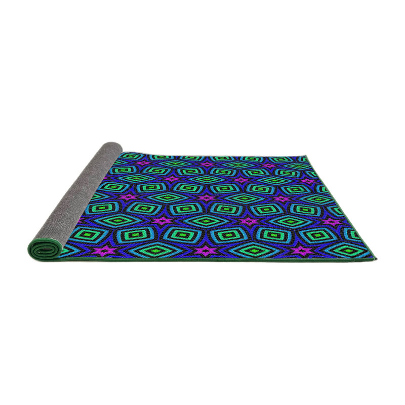 Tapis décoratif vert géométrique, Rond 6 pi