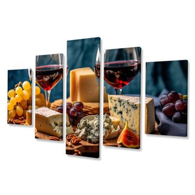 " Gourmet Wine And Cheese Perfection I " 5 - Pieces