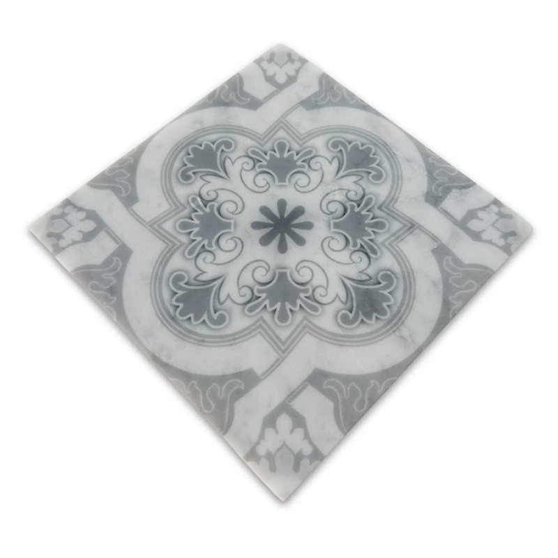 Carrelage gravé au laser marbre gris de Carrare Serene Crest 6 po x 6 po