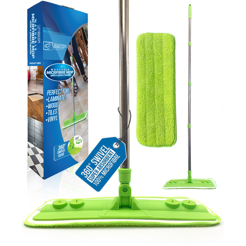 Microfibre Mop with Washable Removable Cleaning Pad - Ideal for Laminate, Wood, Tile & Hardwood Floors