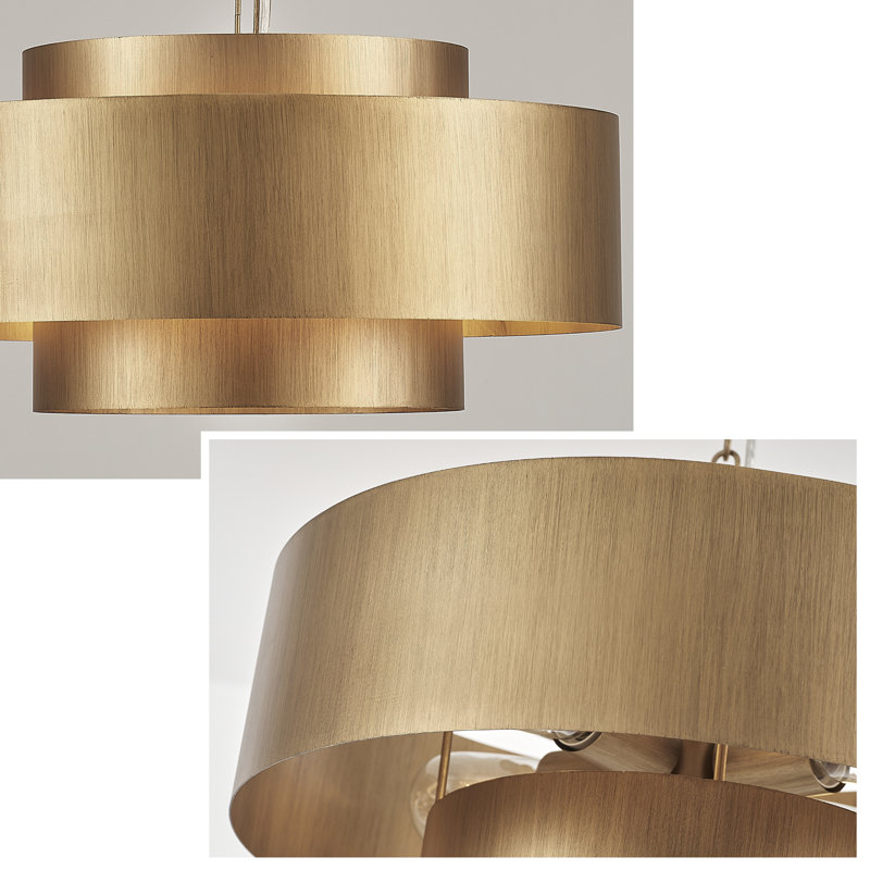 4-Light Dimmable Drum Chandelier Brushed Brass