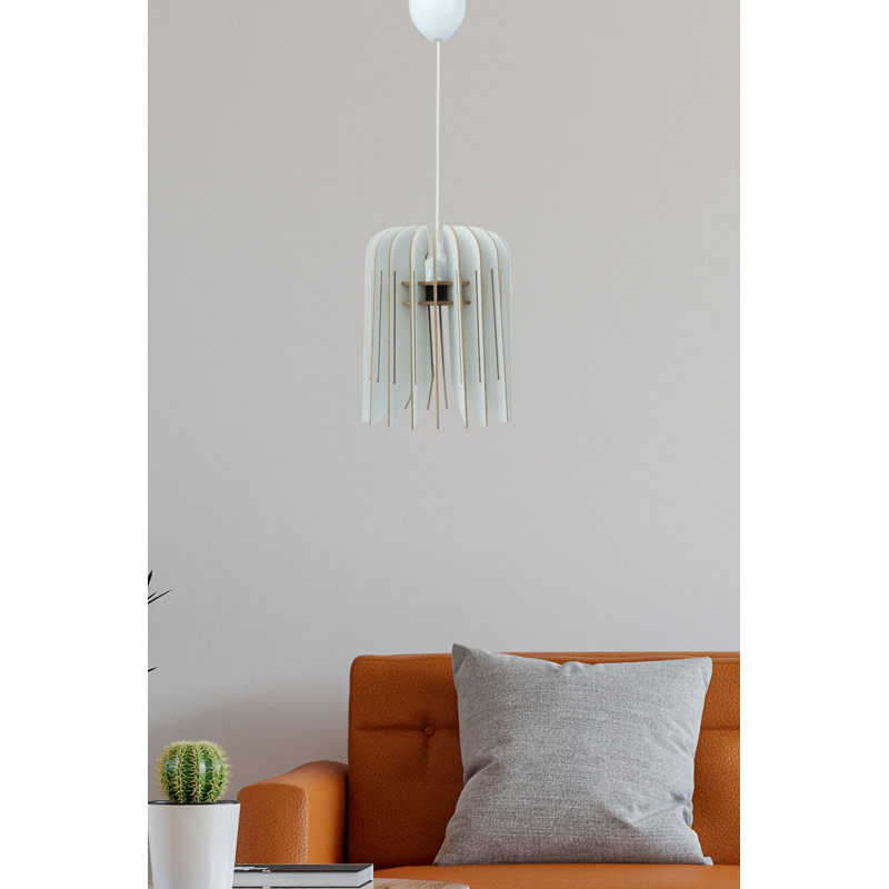Luminaire suspendu géométrique unique 1 lumière, Blanc, Blanc