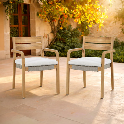 Arden Wood And Wicker Patio Dining Chair (Set Of 2), Natural
