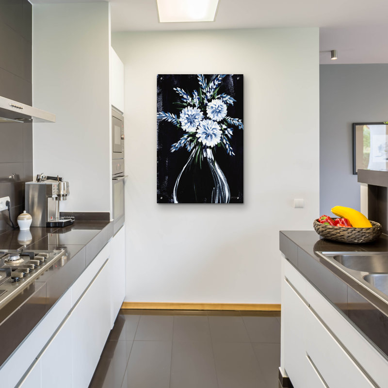 Art mural en verre «Florals In Vase» par Yvette St. Amant, H 36 po x l 24 po x P 0,2 po
