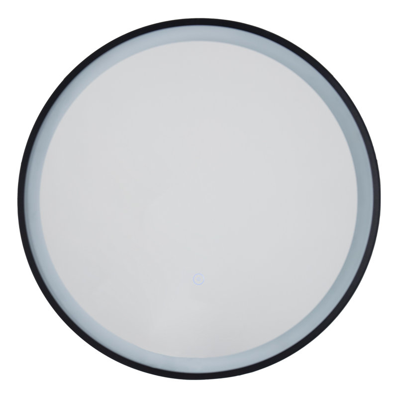 Cusumano Round Lighted Metal Framed Wall Mounted Bathroom Mirror in Black