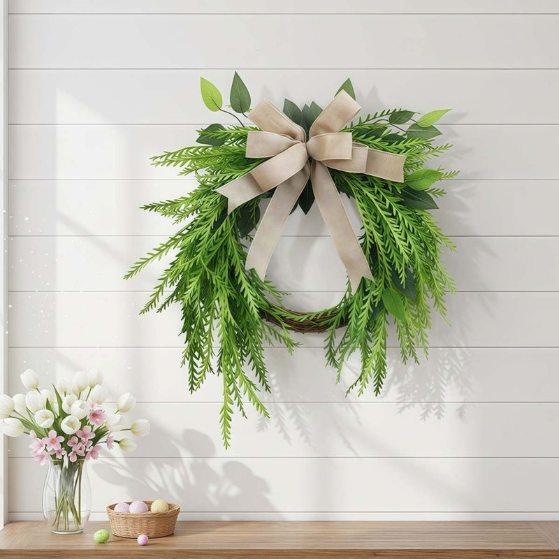 Couronne de fougères 17,72 pouces en eucalyptus et Boston
