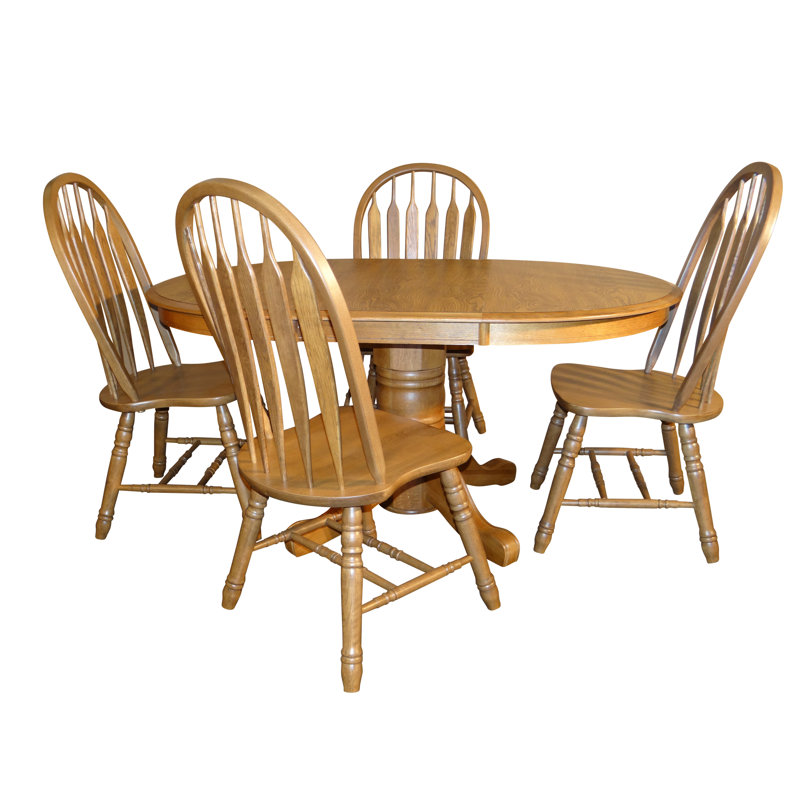5 pieces laminate oak dining set, Golden Chestnut