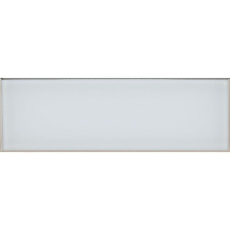 Rivella Subway 4 in. x 12 in. Glossy Glass Wall Tile, Sage Edge