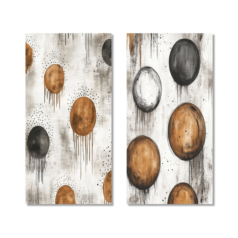 Earthbound Boho Rhythm I - Ensemble de 2 grandes affiches abstraites bohèmes, 40" H x 40" W, Wrapped Canvas