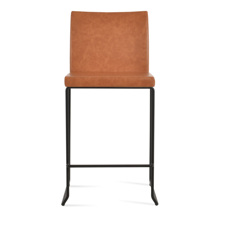 Tabouret de bar et de comptoir empilable Aria, Noir, Tabouret de comptoir (siège d'une hauteur de 24 p, Caramel PPM