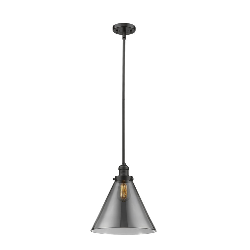 Luminaire suspendu conique à 1 lumière Anner, Fumée plaquée, Bronze huilé