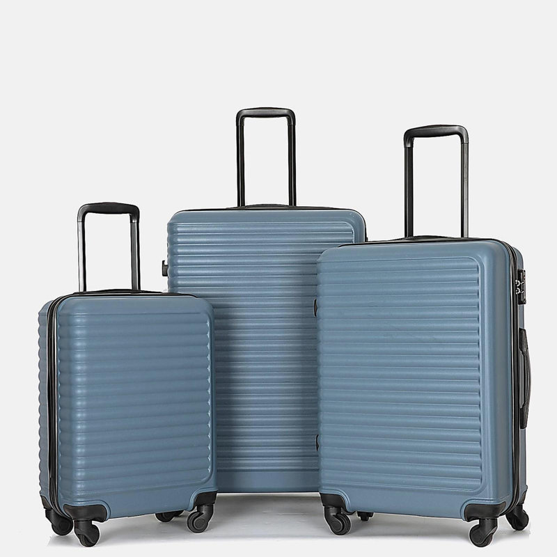Ensembles de valises 3 pièces, valises à roulettes rigides, ensembles de valises de voyage légères avec verrou TSA, bleu, 20/24/28 pouces