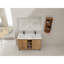 Meuble-lavabo autoportant 48 po avec lavabo double et support de rangement, portes à fermeture douce, armoire combinée