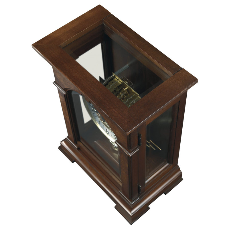 Emporia Traditional Mantel Clock, Hand-Carved White Ash Burl Overlays, German Key-Wound Westminster Chime