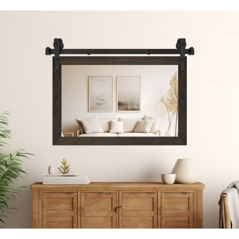 Ventanas Flat Wall Mirror, 24" x 33", Dark Brown