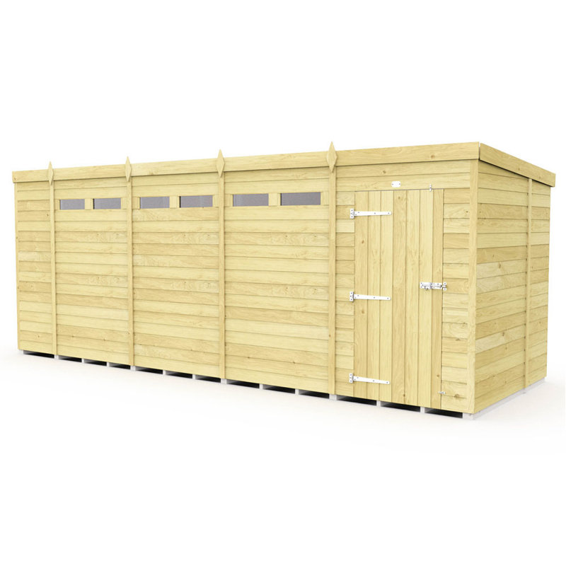 18ft x 7ft Pent Security Shed - Single Door