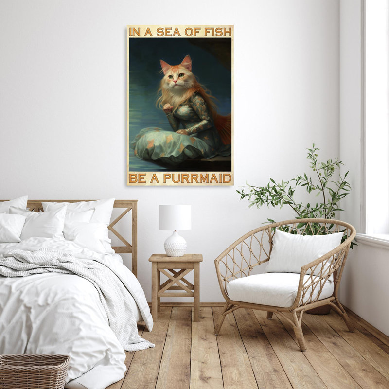 " In A Sea Of Fish Be A Purrmaid ", 24" W x 36" H x 1.25" D