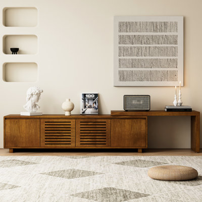 Meuble télé manufacturé en bois manufacturé avec beaucoup de rangement, verre trempé et éclairage DEL ambiant pour une vie moderne
