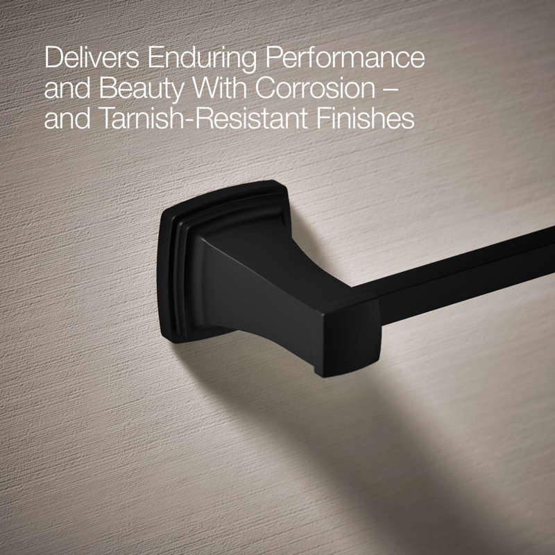 Riff Wall Mounted Towel Bar, Matte Black, 24"W