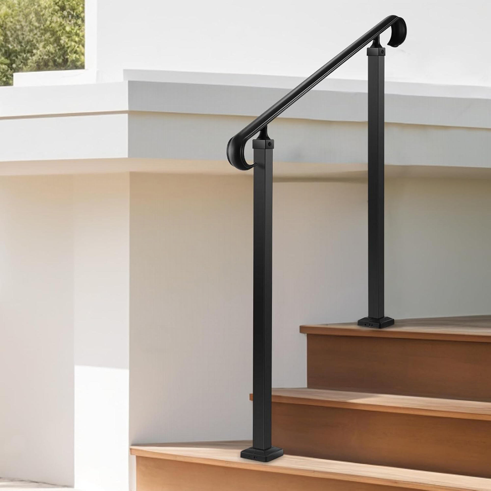 Huahui Matte Black Carbon Steel Outdoor Handrail - Adjustable 2-3 Step ...