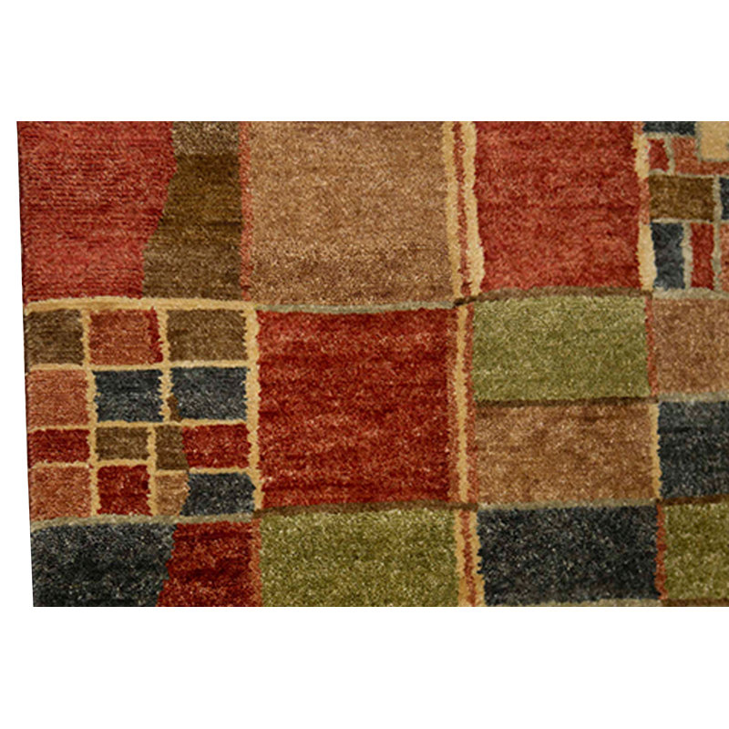 Hand-Knotted High-Quality Red and Green Area Rug