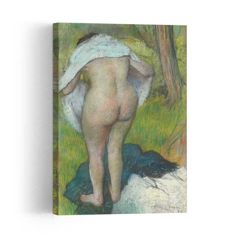 Jeune femme s'habillant, 1885, estampe d'art mural abstrait contemporain impressionniste, H 18 po x l 12 po