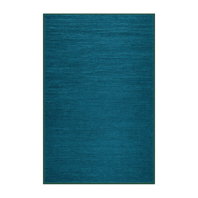Machine Washable Solid Green Area Rug