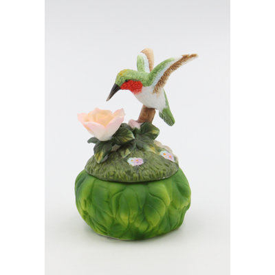 Fine Porcelain Hummingbird Small Box- 4 1/4"H 