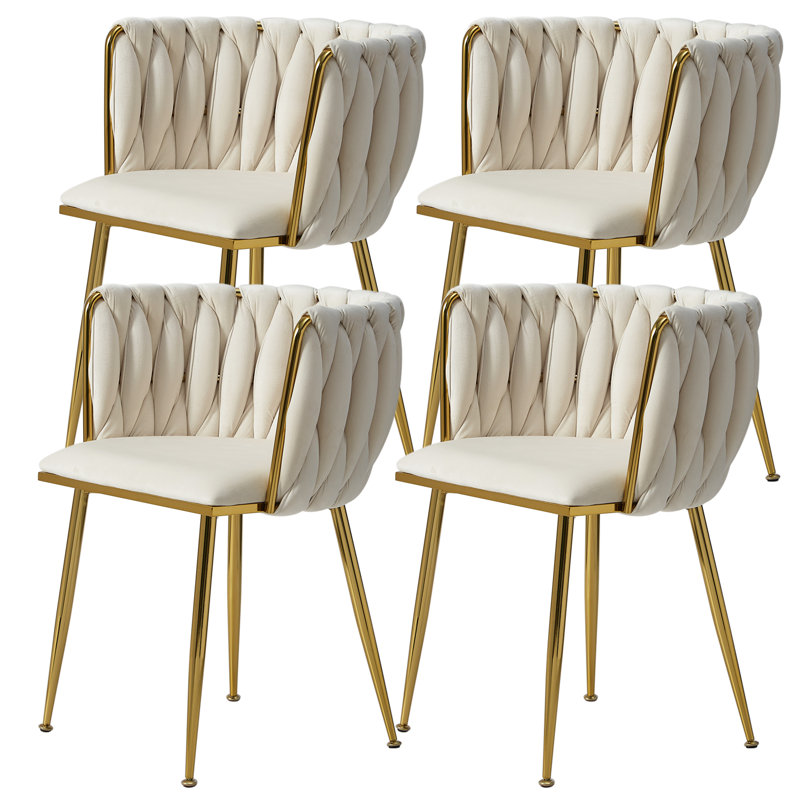 Chaise d'appoint rembourrée en velours Evanni, Beige, 4