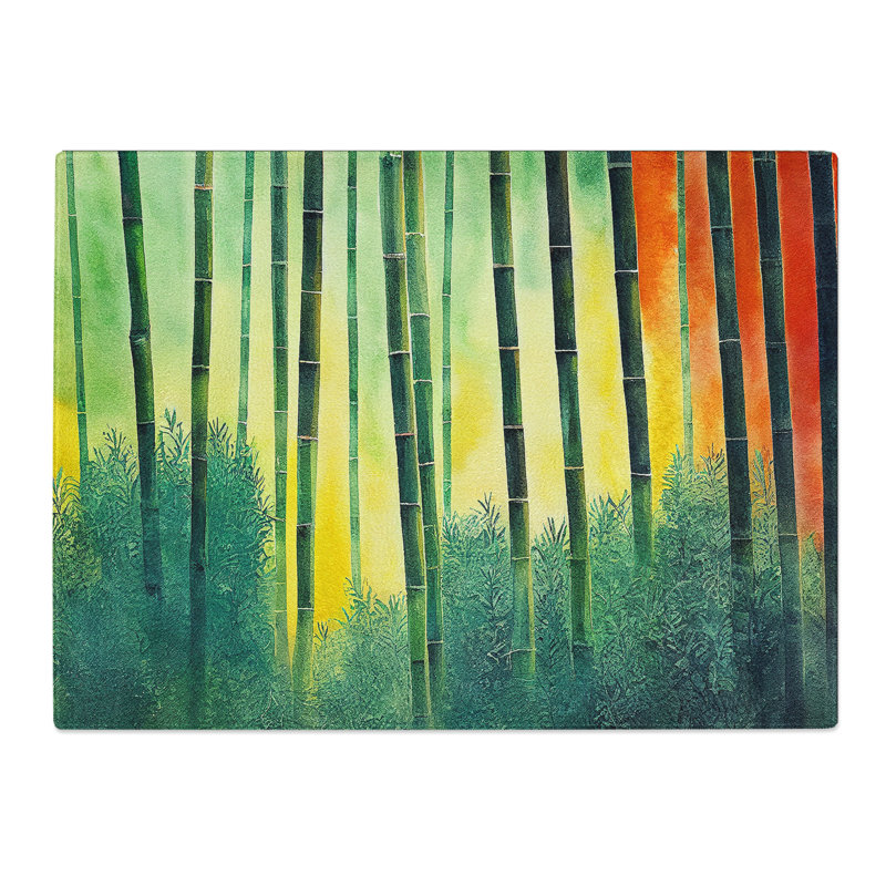 Bamboo Forest Watercolour Vol.4  Glass Chopping Board