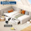 Lit de jour simple en velours rembourré avec tiroirs de rangement, cadre de lit d'angle avec tête de lit et garde-corps-909787036