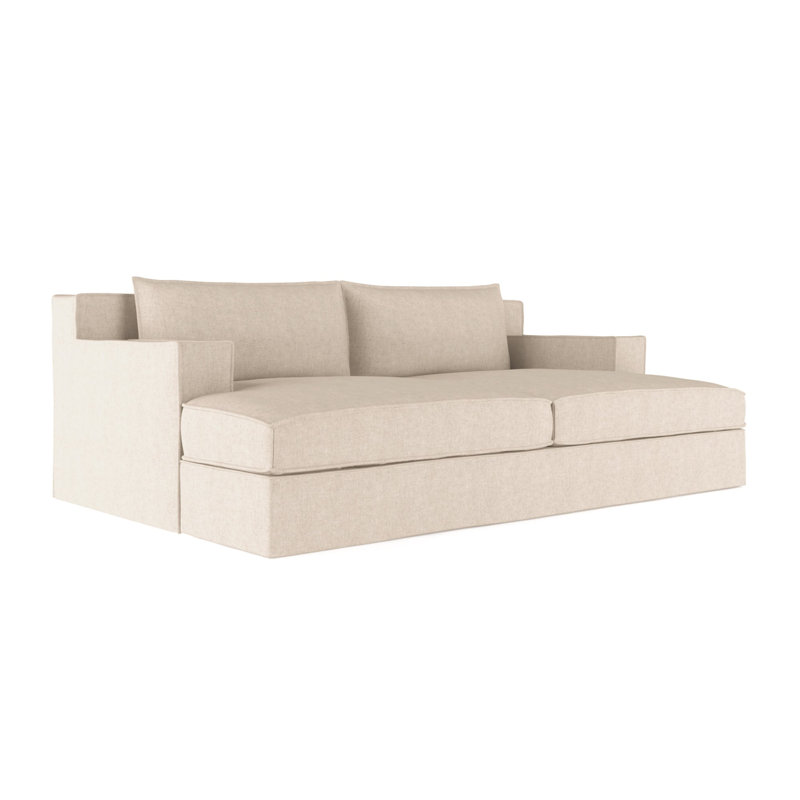 Mulberry Square Track-Arm Daybed with Flange Seam, Plush Velvet Oyster, Weathered
