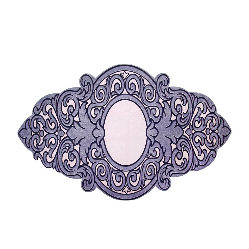 Tapis mauve / rose clair en polyester tissé à la machine Novell, Nouveauté 5 pi 3 po x 7 pi 7 po