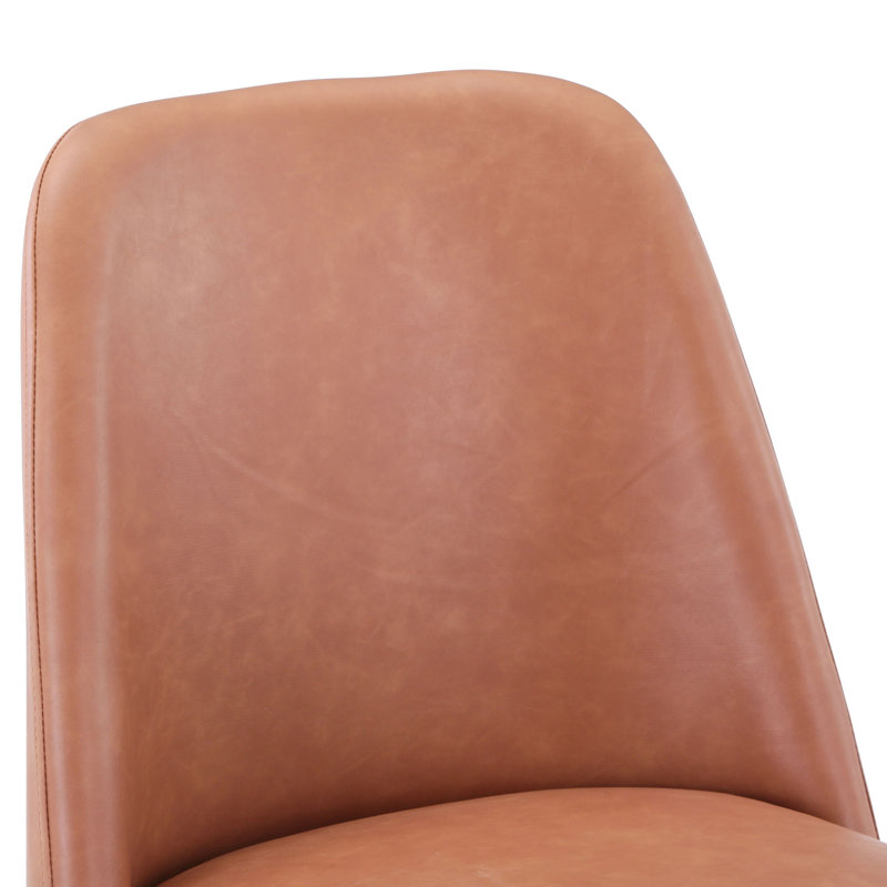 Ebrar Upholstered Counter Stool with Iron Frame, Light Brown