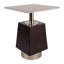 Table d'appoint géométrique en bois et marbre pour un salon confortable - Table d'appoint de conception mixte avec profil étroit pour le style de bureau - 21 po, brun et ivoire