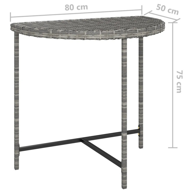 Guiles Rattan Balcony Table, Grey, 29.53cm H x 31.5cm W x 50cm D