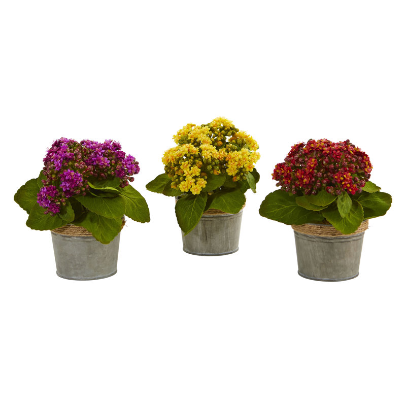 Arrangement floral artificiel en pot kalanchoe