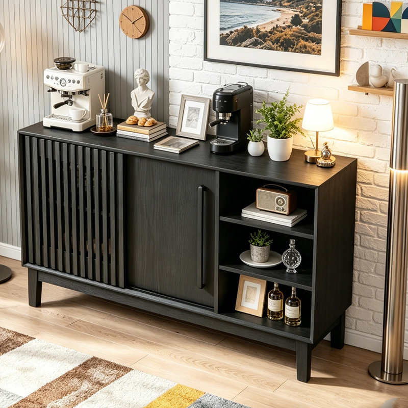 Buffet 47,3 "avec rangement, Black