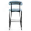 Tabouret de bar 26 po à hauteur de comptoir avec housse en tissu pour îlot de cuisine avec base thermolaquée noire et repose-pieds (Bleu)