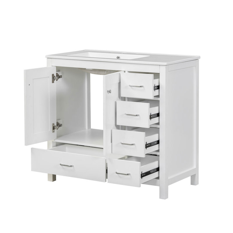 Reames 36 " W Freestanding Standard Free Standing 1 Single Vanity Bathroom Vanity With Ceramic Top